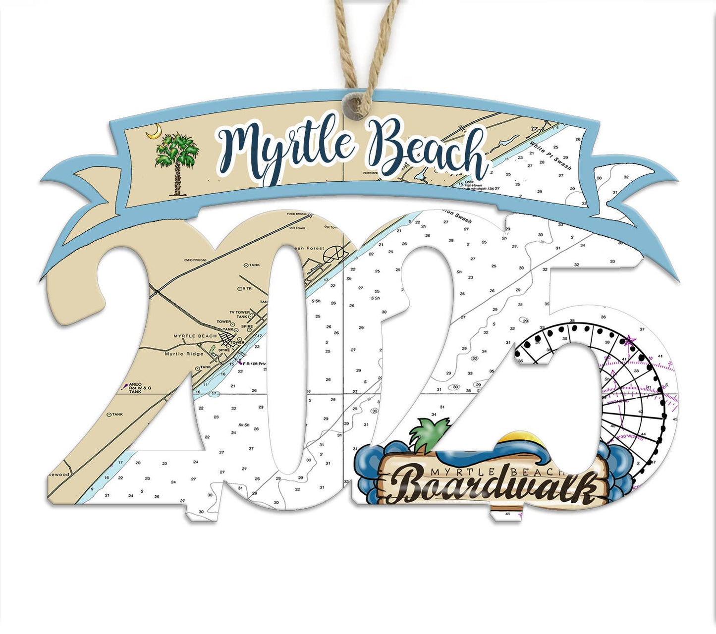 Wood 2025/Year Shaped Ornament with Map -Custom Location!