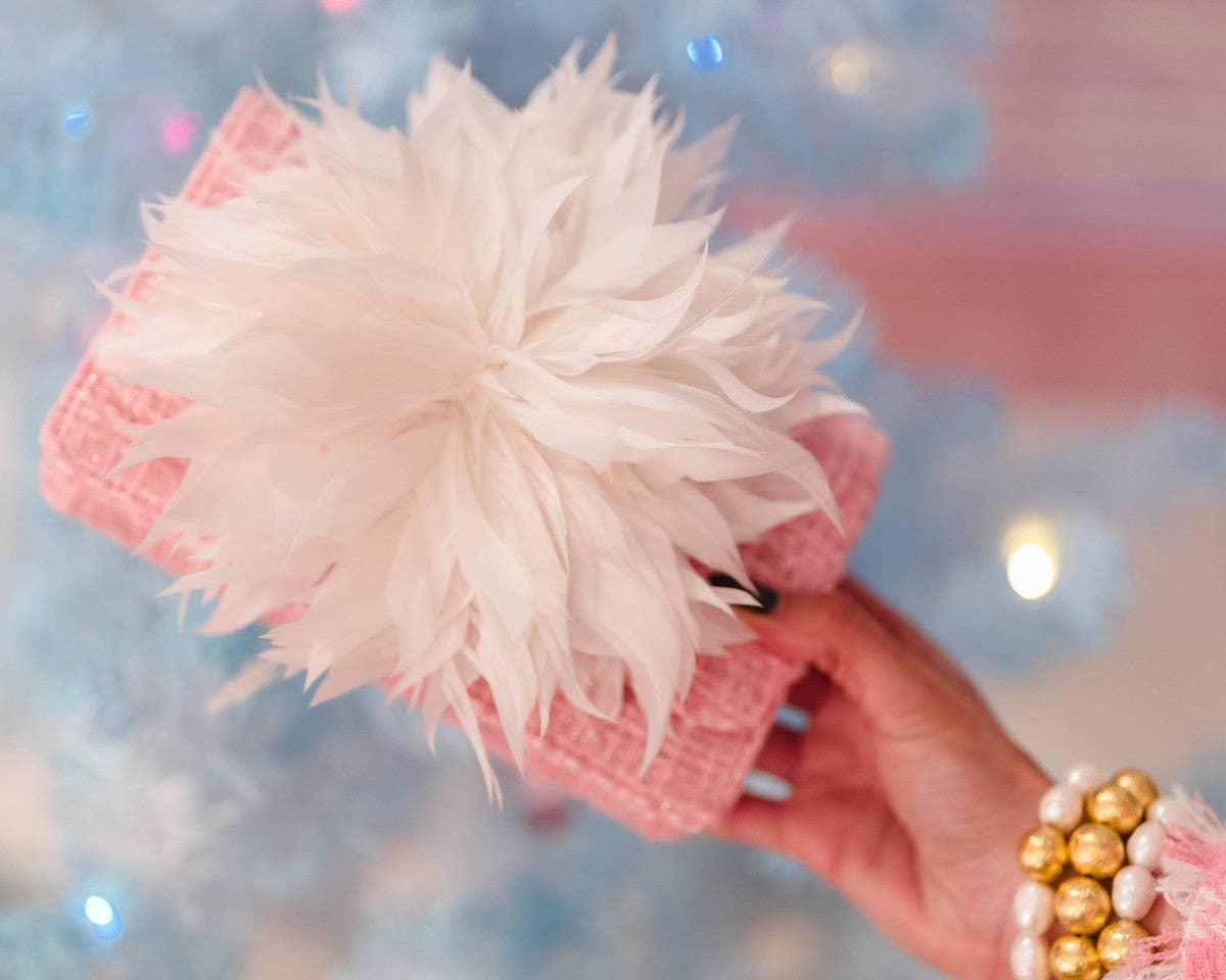 COCO - Feather Clutch- WS: Black / Hot Pink