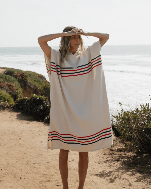 Sand Cloud | Border Classic Stripe Poncho - Red / Navy