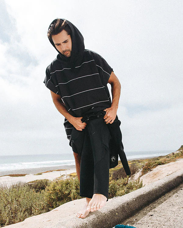 Sand Cloud | Classic Stripe Hooded Poncho Black