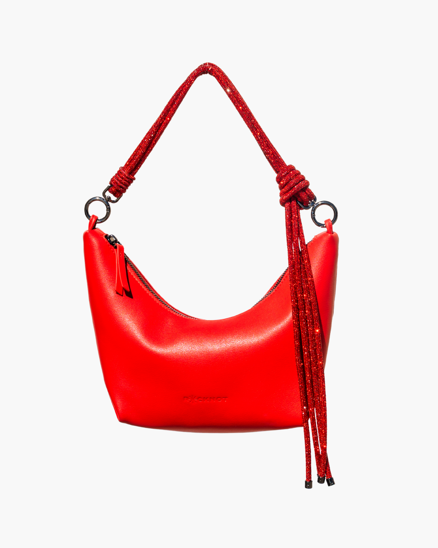 Rocknot | Hezi Leather Shoulder Bag - Black, Silver & Red