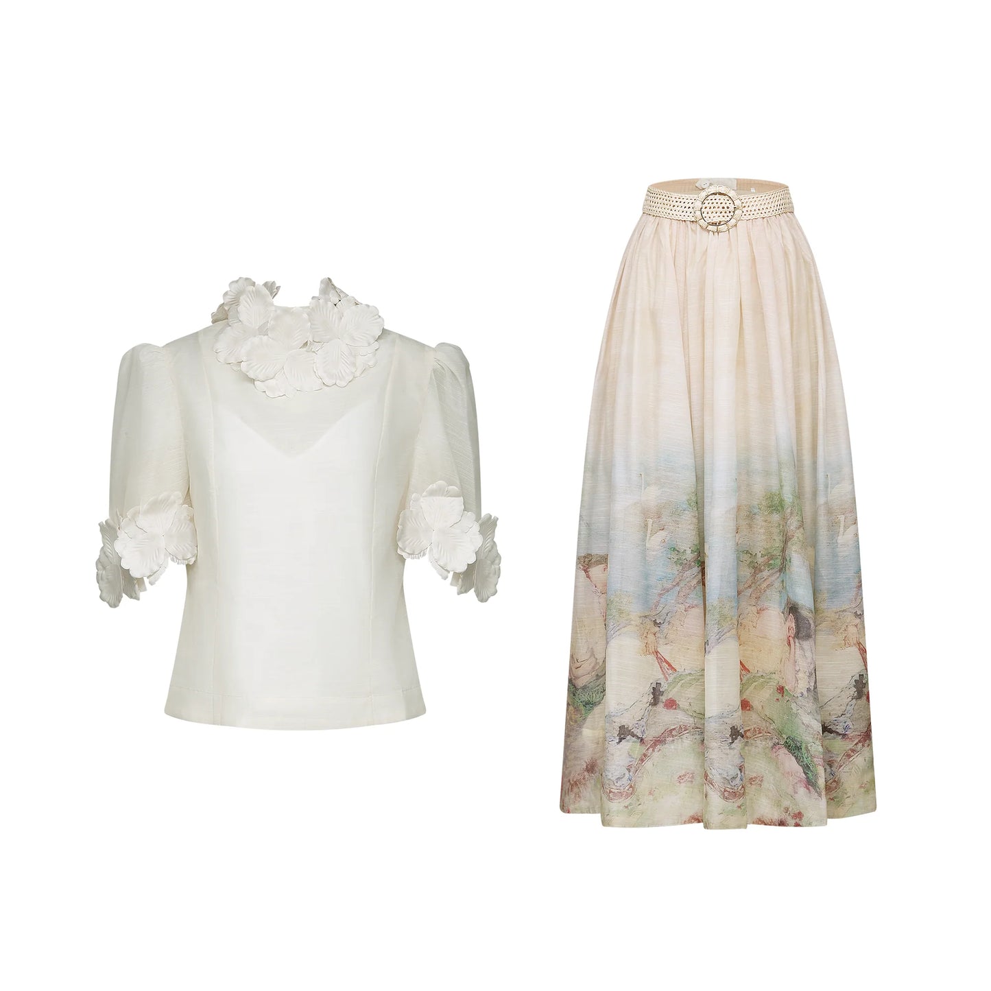 Relvoux | Axelle Matching Set with Floral Appliqué