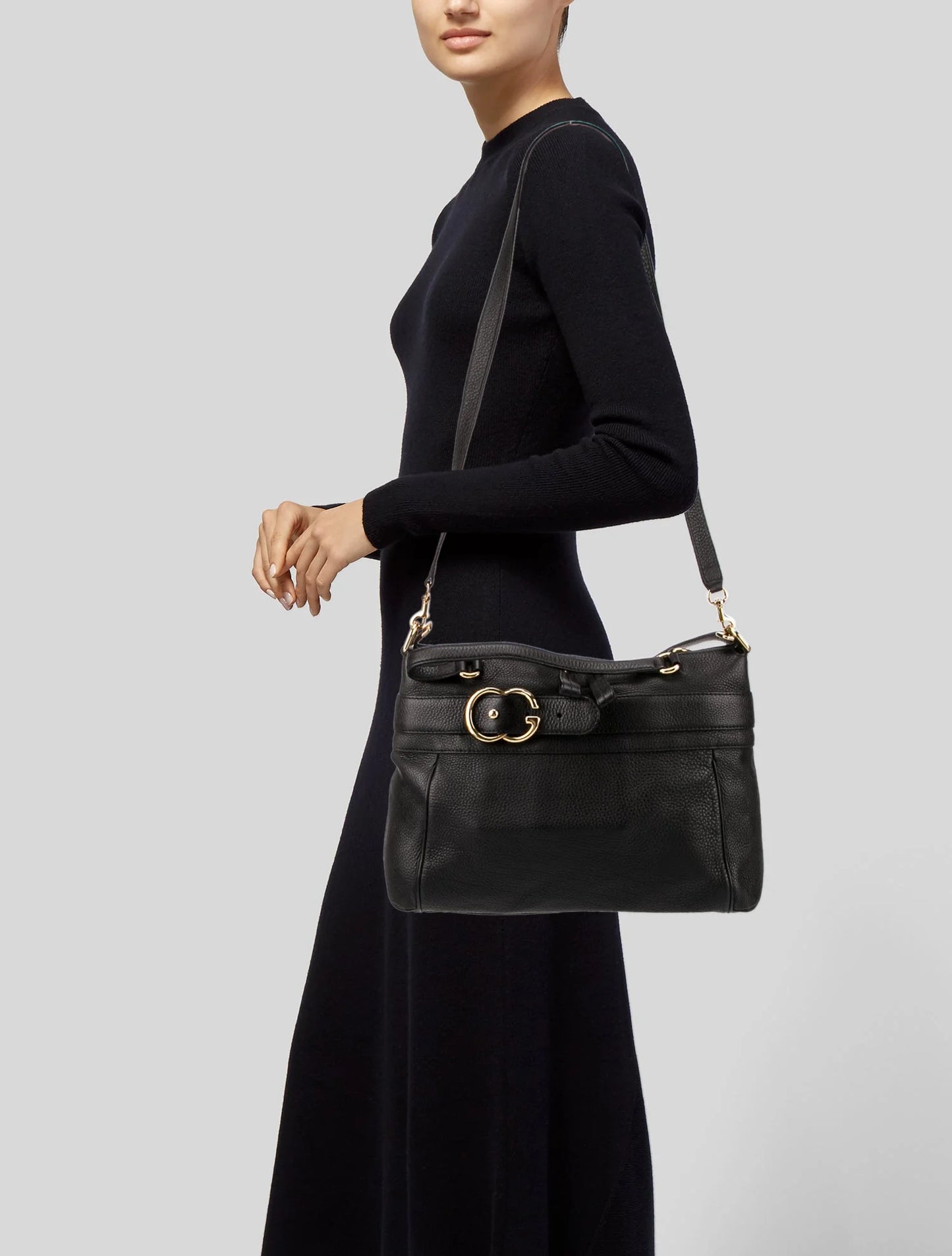 Gucci | Black Pebbled Calfskin Leather Ride