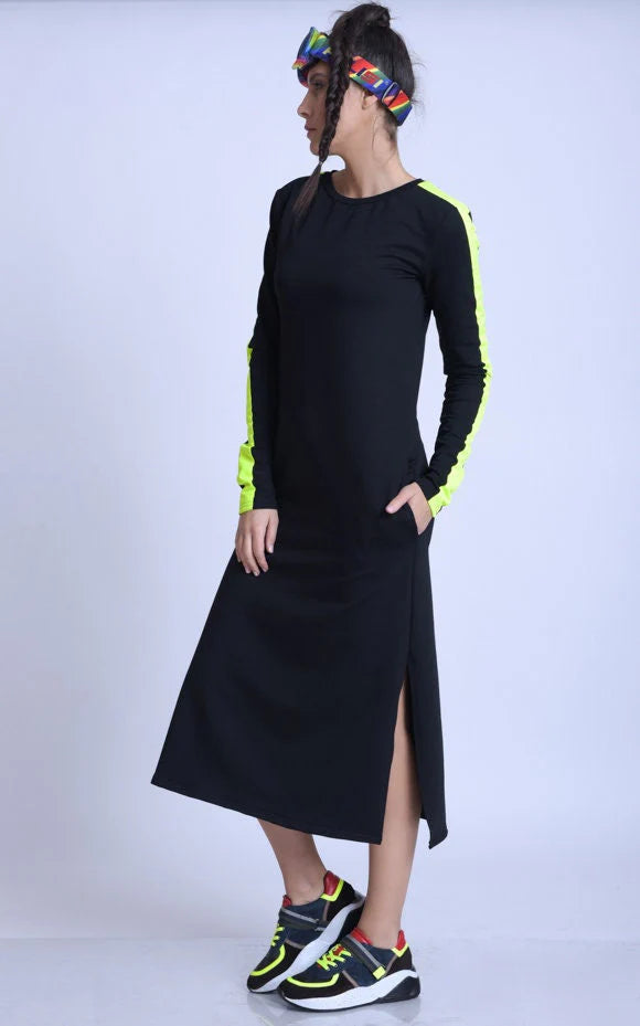 Metamorphoza | Long Sleeve Casual Dress With Neon Details