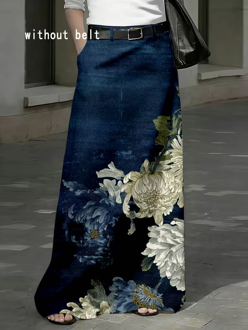 Blue Flora Maxi Skirt