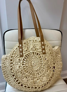 Straw crochet tote beach bag boho style