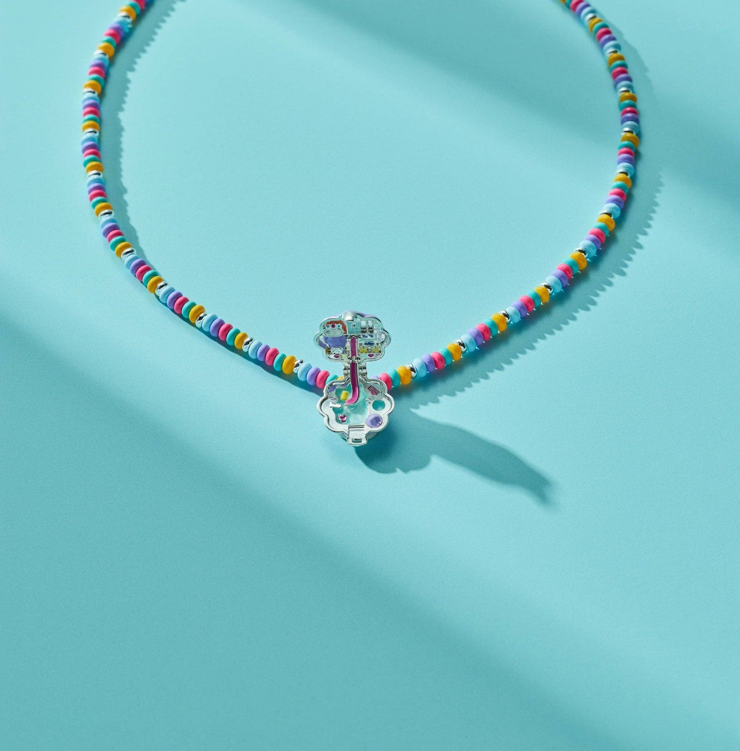 Polly Pocket™ Limited Edition Pool Party Beaded Locket Necklace: Silver