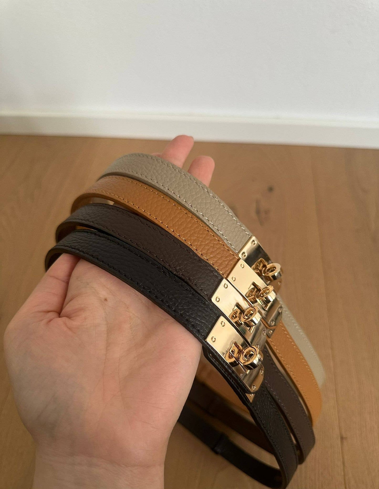 MAIDA BELT - Genuine leather: Gold