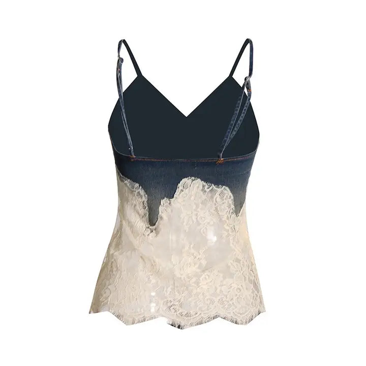 Denim & Lace Top
