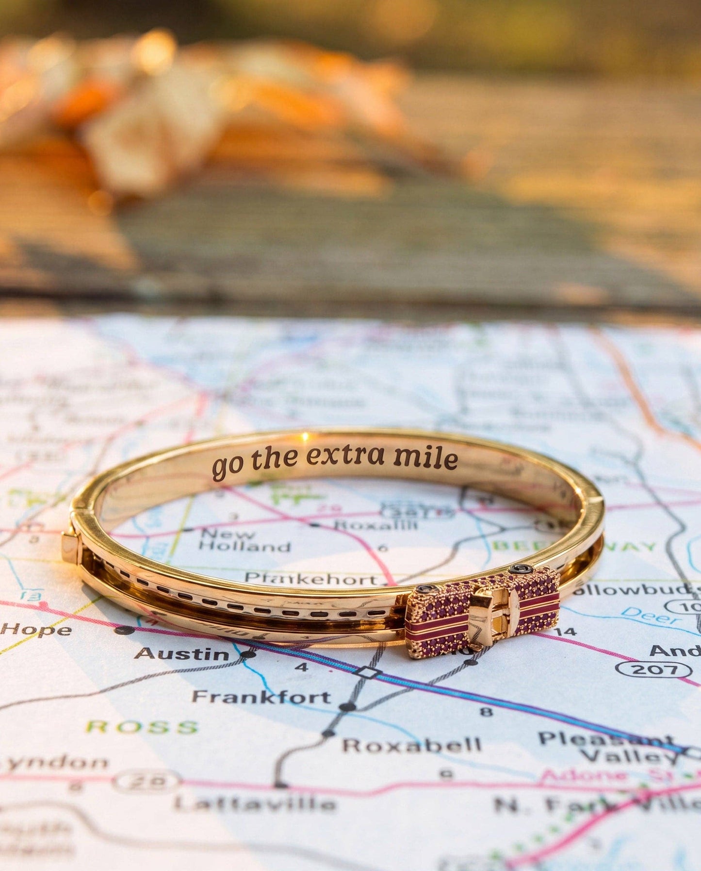 Road Trip 'Go The Extra Mile' Car Fidget Bangle: Gold