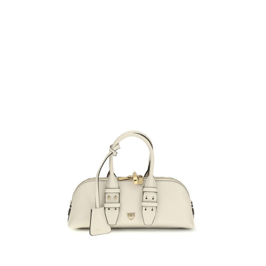 PINKO Cream Calf Leather Bos Taurus Handbag