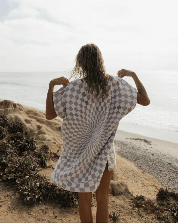 Sand Cloud   |     Checkered Brown and Tan Women's Beach Cover Up