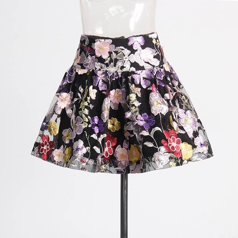 TAO   |    PS Black Floral Top & A-Line Skirt Ensemble