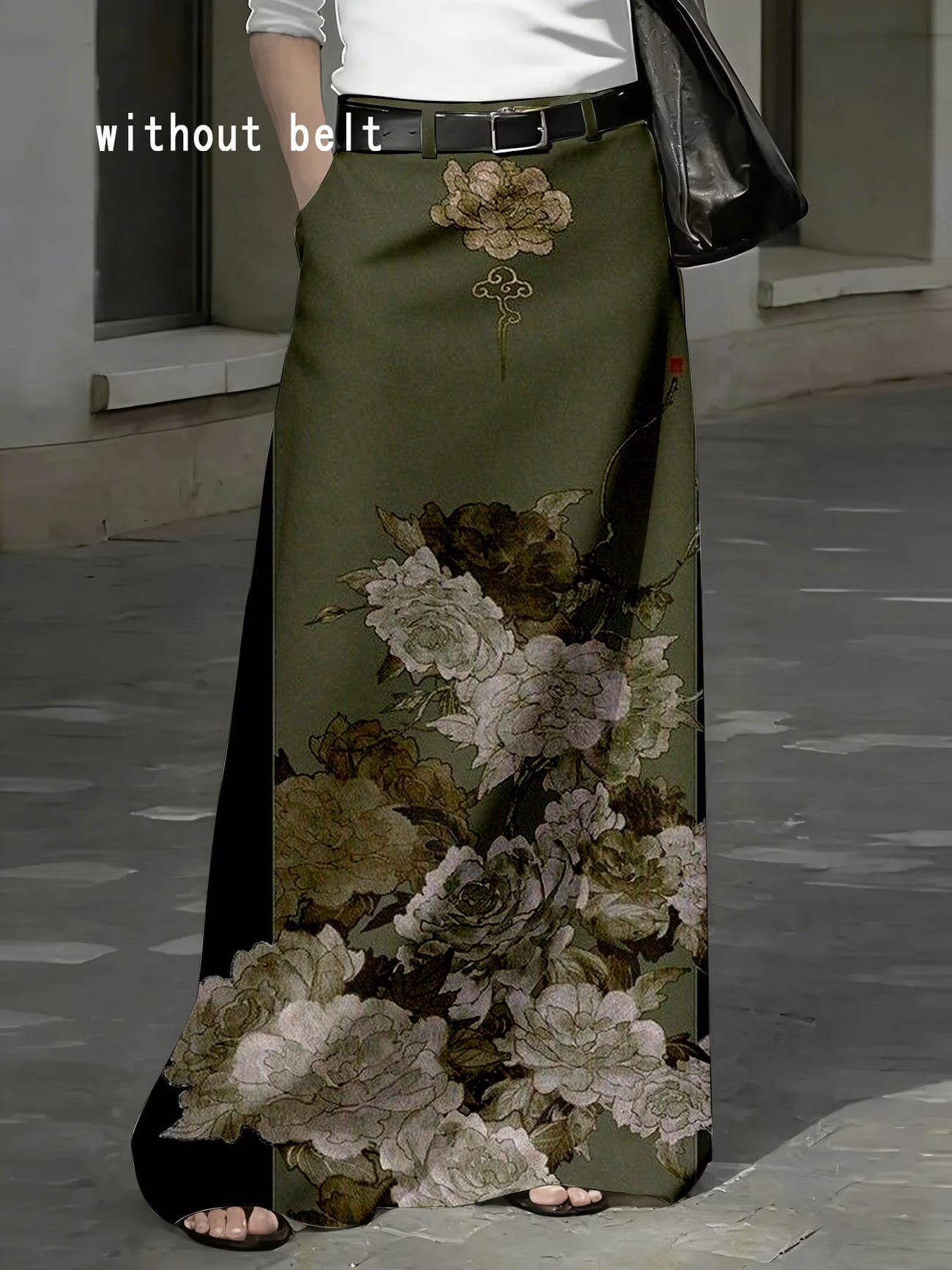 Green Floral Maxi Skirt