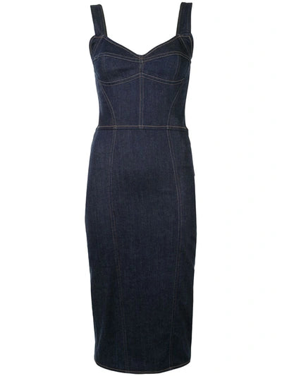 Dolce & Gabbana   |    Dark Blue Cotton Denim Midi
