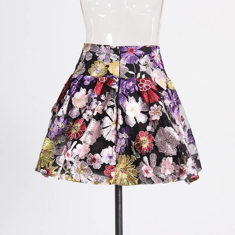 TAO   |    PS Black Floral Top & A-Line Skirt Ensemble