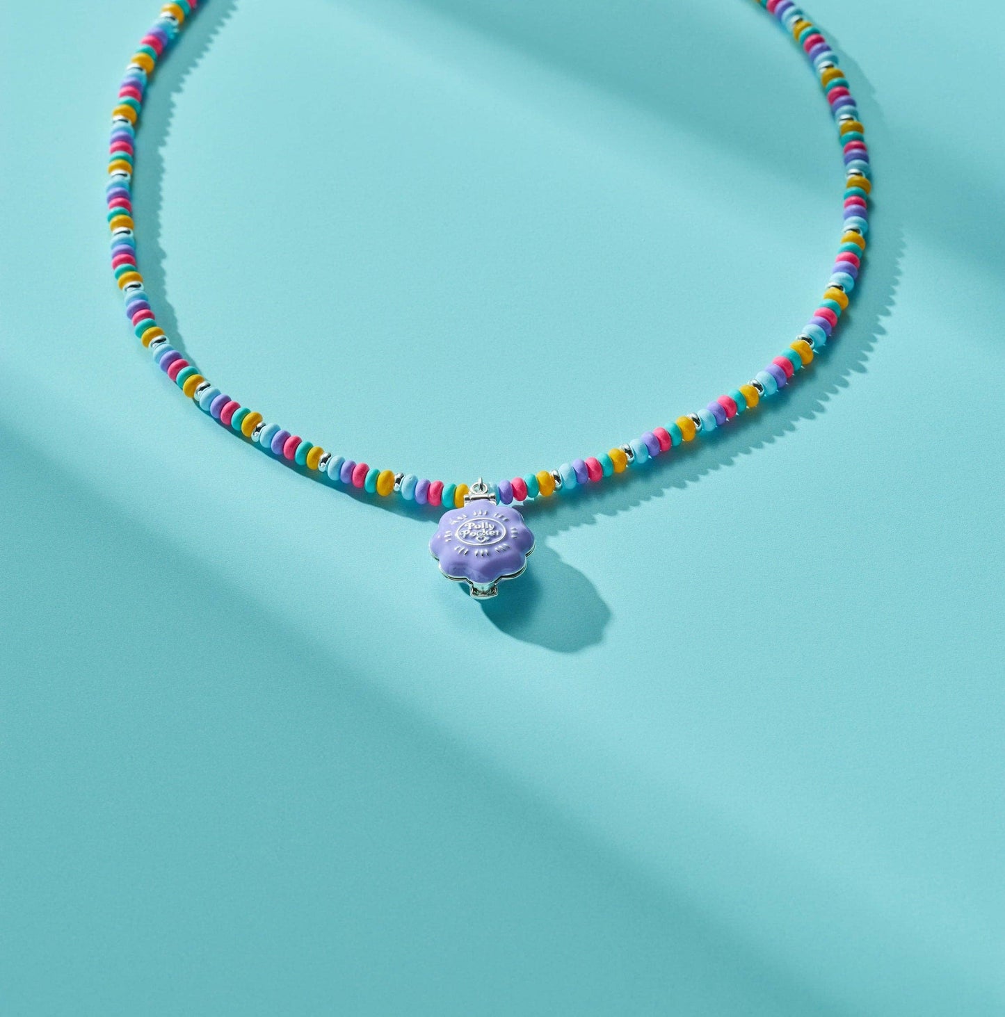 Polly Pocket™ Limited Edition Pool Party Beaded Locket Necklace: Silver