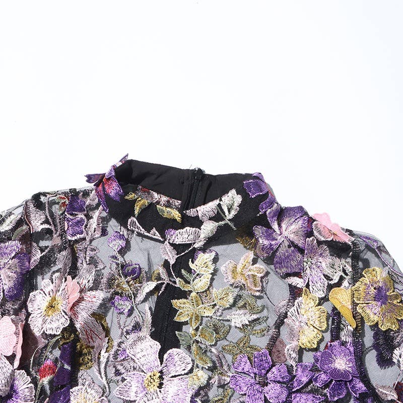 TAO   |    PS Black Floral Top & A-Line Skirt Ensemble