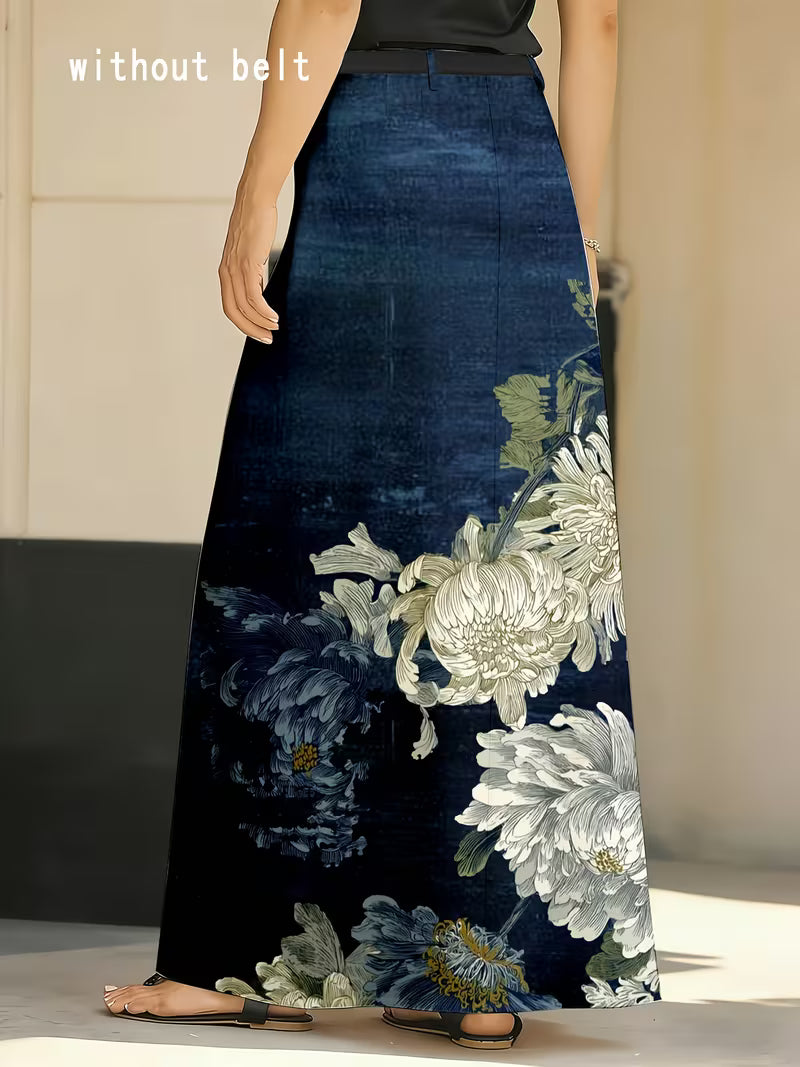 Blue Flora Maxi Skirt
