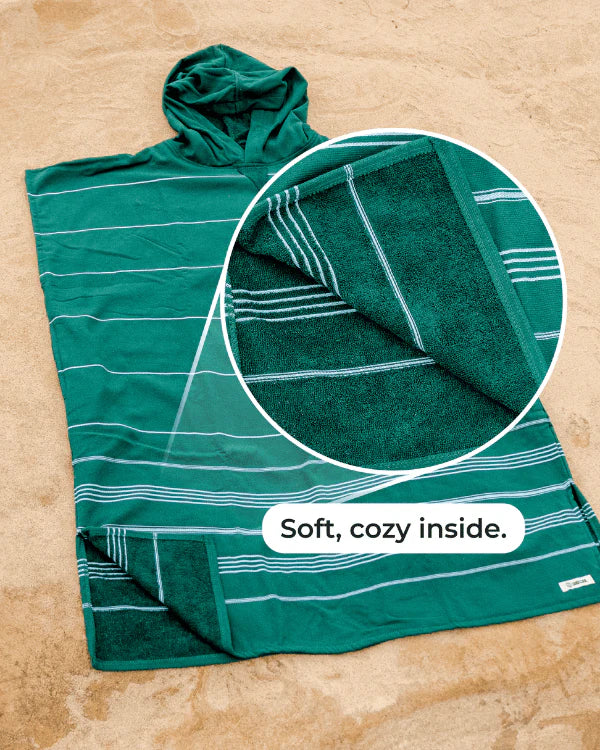 Sand Cloud   |   Border Classic Stripe Poncho - Aqua