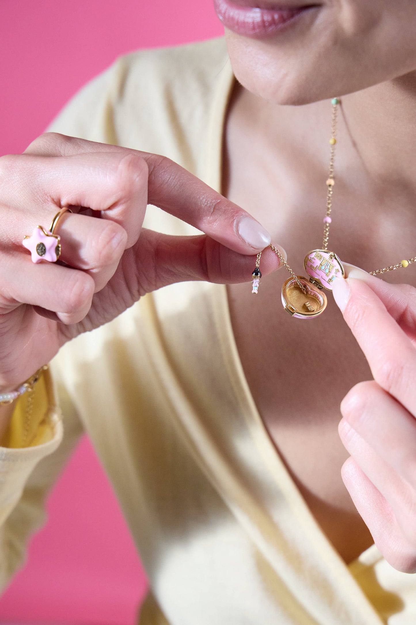 Polly Pocket™ House Locket Necklace: Gold