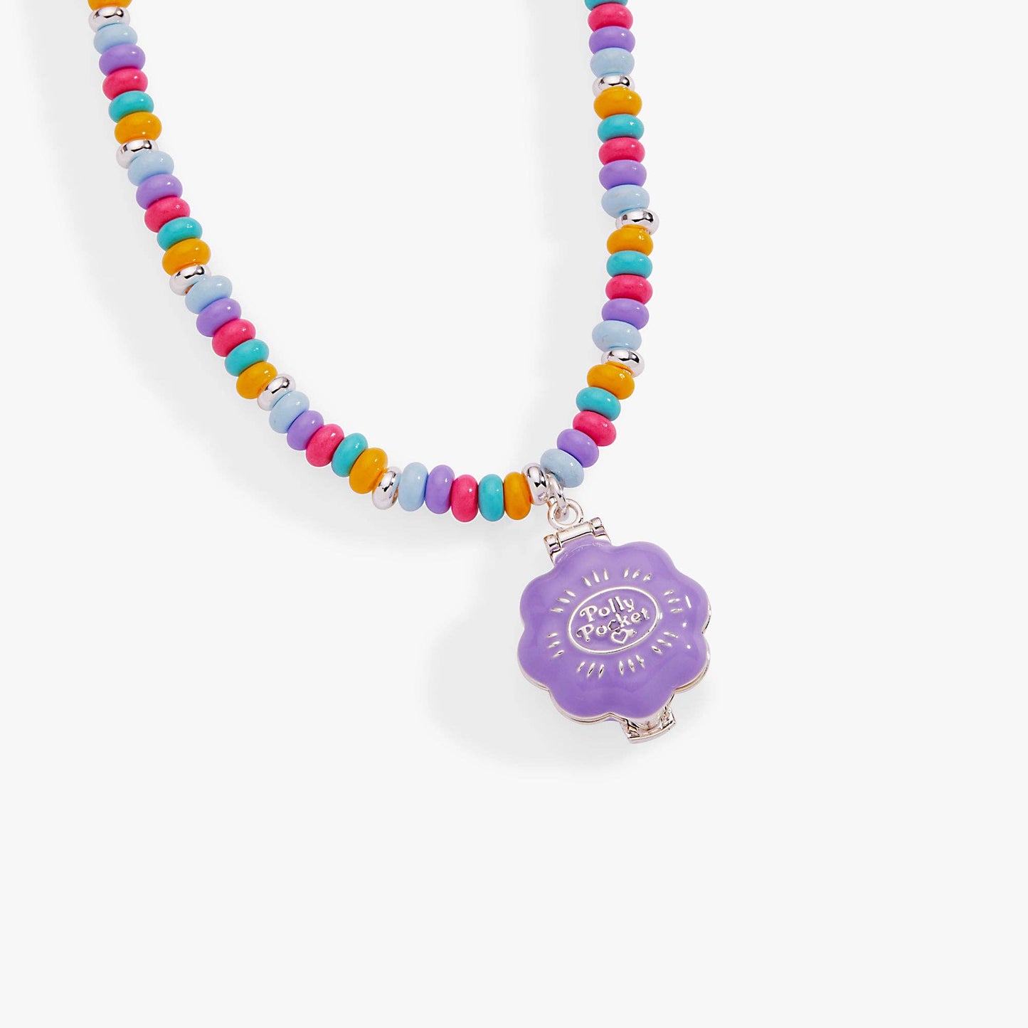 Polly Pocket™ Limited Edition Pool Party Beaded Locket Necklace: Silver