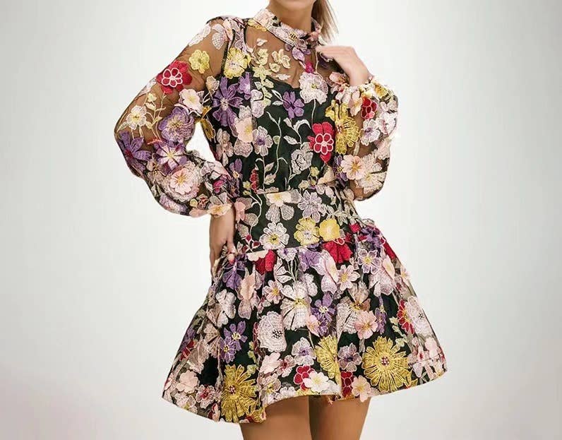 TAO   |    PS Black Floral Top & A-Line Skirt Ensemble
