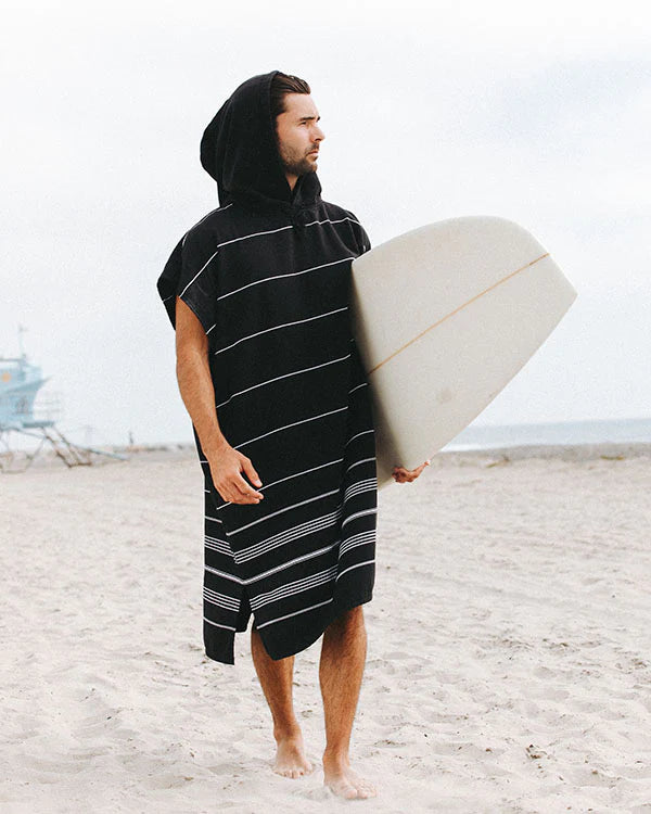Sand Cloud   |    Classic Stripe Hooded Poncho Black