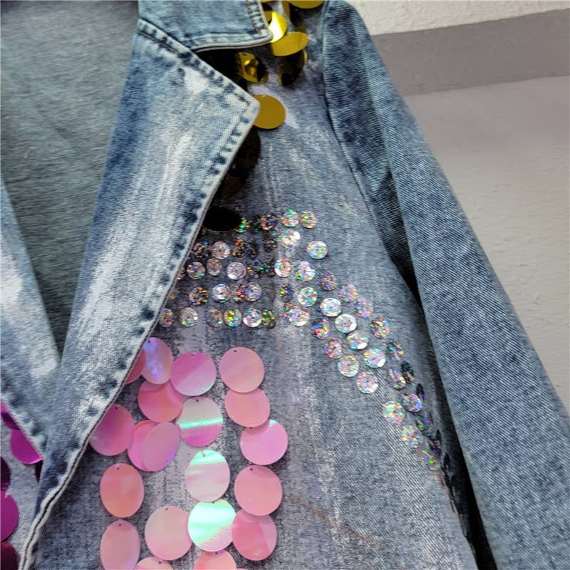 TAO   |    PS Hand-Painted Sequined Denim Blazer