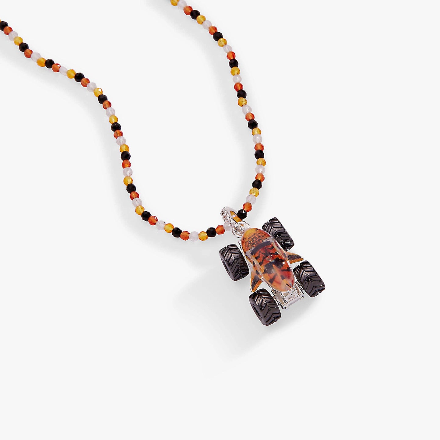 Hot Wheels™ Monster Truck Tiger Shark Pendant Necklace: Silver