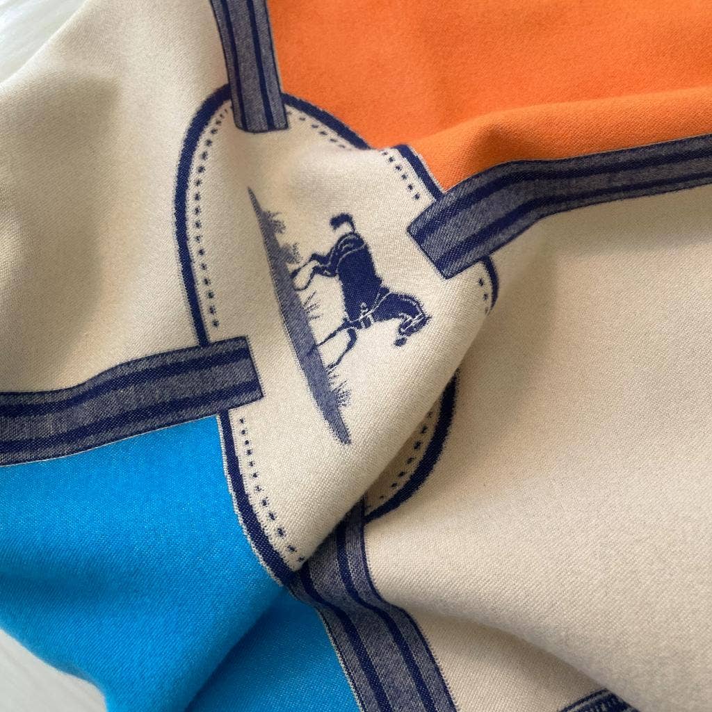 Equestrian Turq/Orange Prance Reversible Wrap– Artisan Shawl