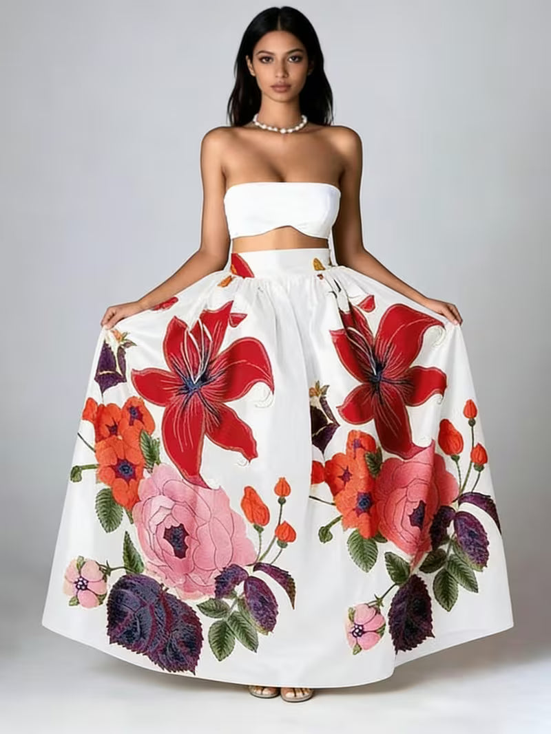 Lovely Floral Long Skirt