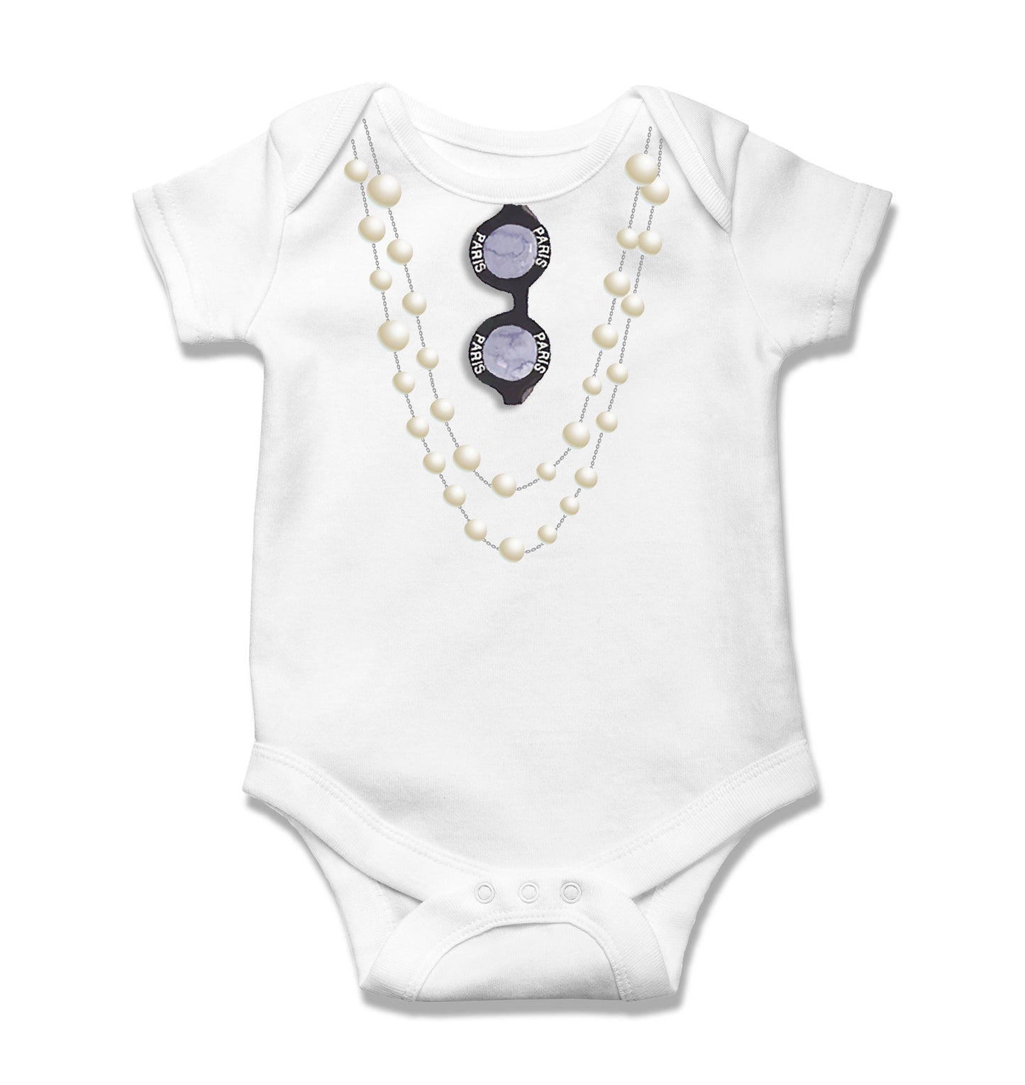 Baby Onesie - Pearl Necklace: 6-9 Months