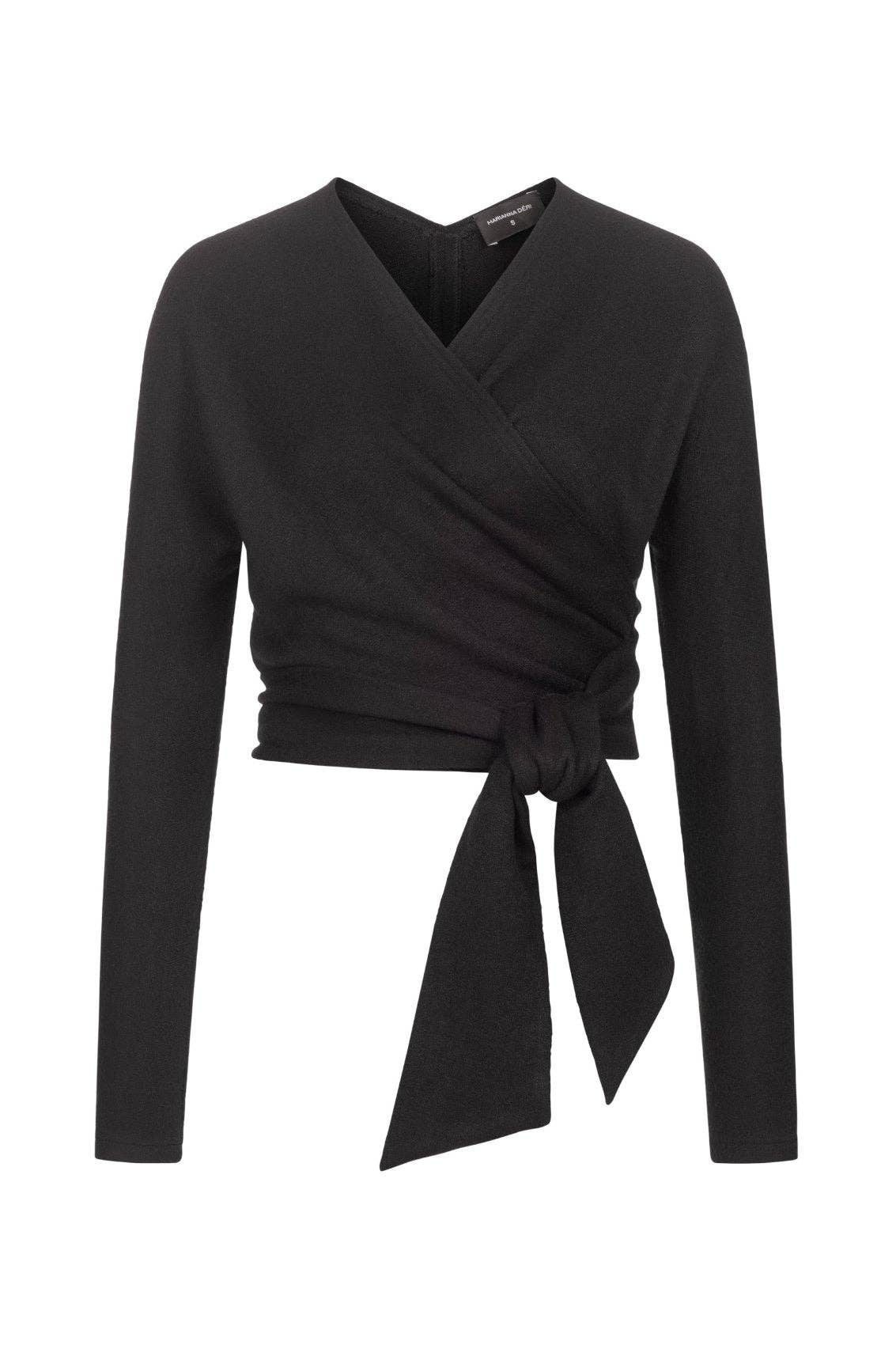 Knit Wrap Top Black: M