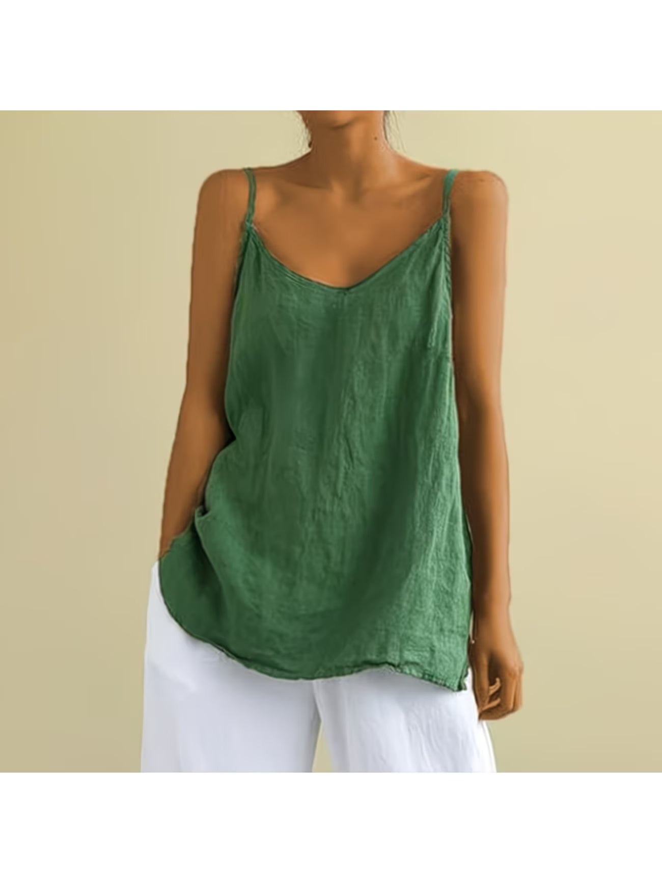 Green Linen Tank Top