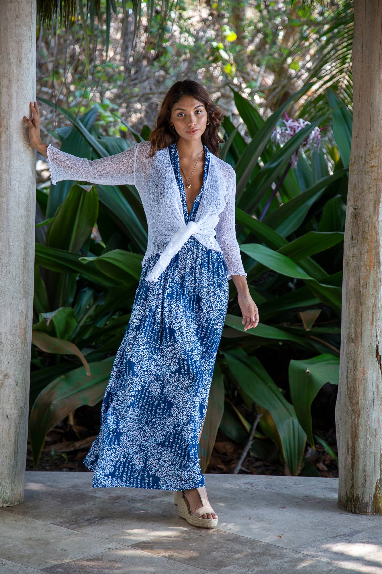 Summer Knit Sheer Cardigan Bolero Shrug Cover in White: 3/4 Sleeve XS-L