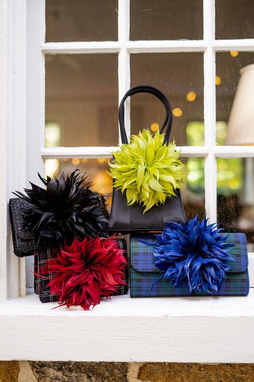 COCO - Feather Clutch- WS: Black / Hot Pink