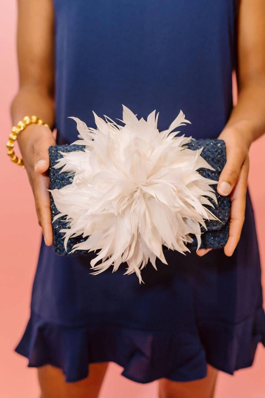 COCO - Feather Clutch- WS: Black / Hot Pink
