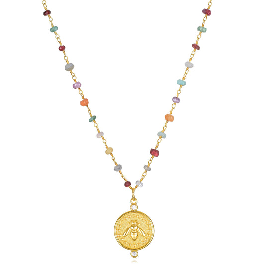 Rainbow Bee Charm Necklace