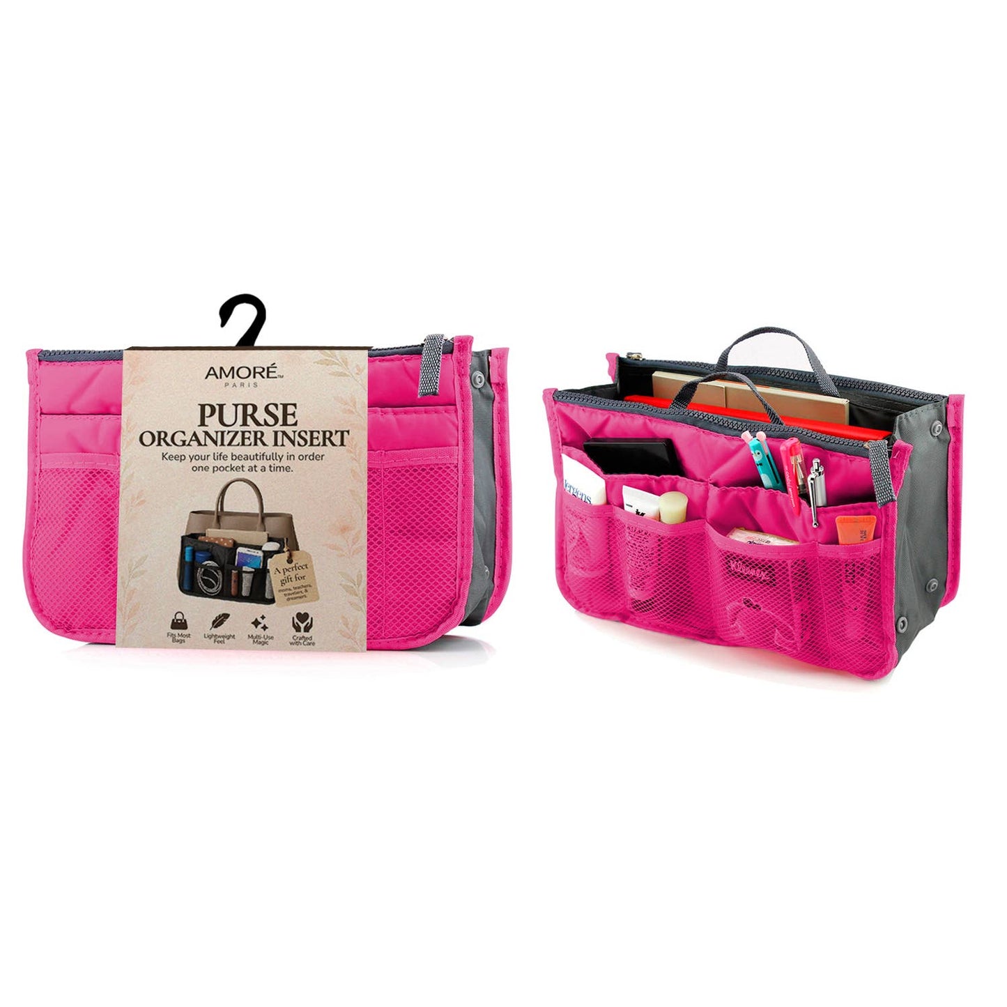 Travel Tote Handbag/Purse Insert Cosmetic Organizer: Green