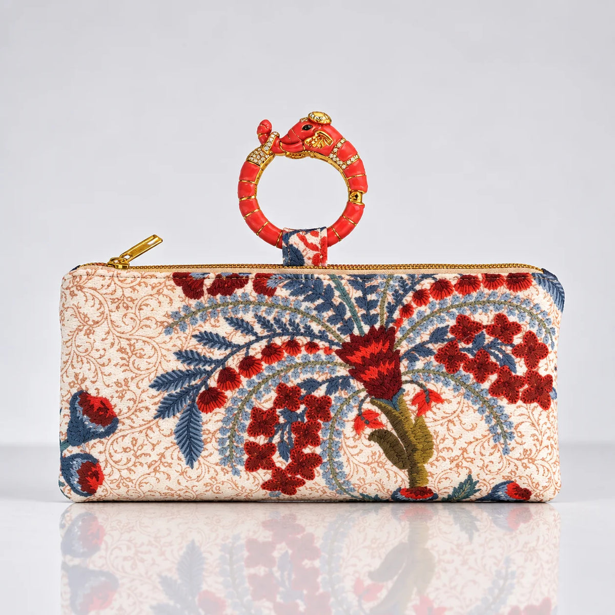 Wristlet embroidered flower