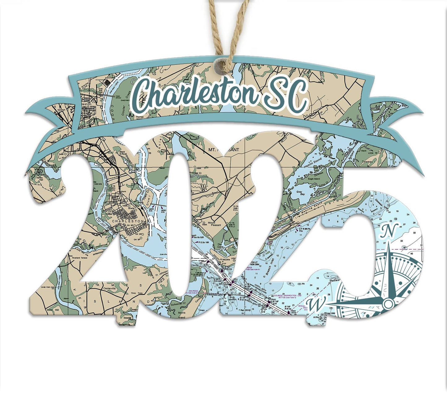 Wood 2025/Year Shaped Ornament with Map -Custom Location!