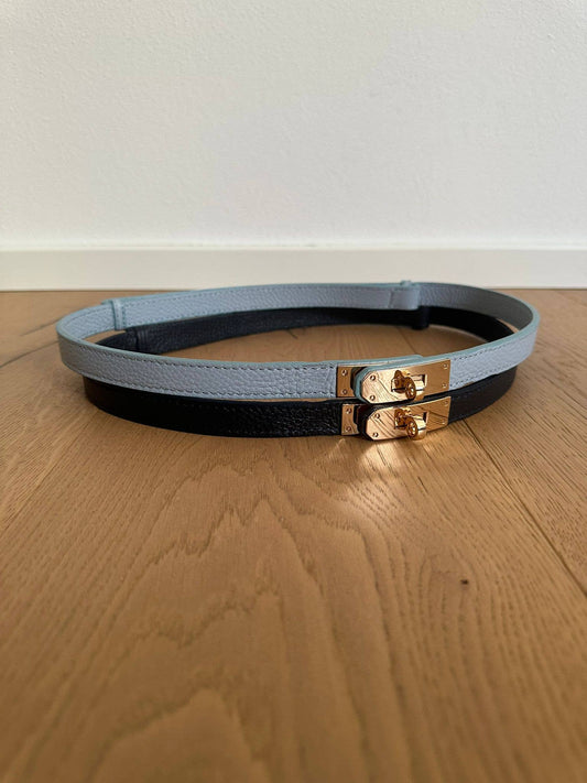 MAIDA BELT - Genuine leather: Baby blue