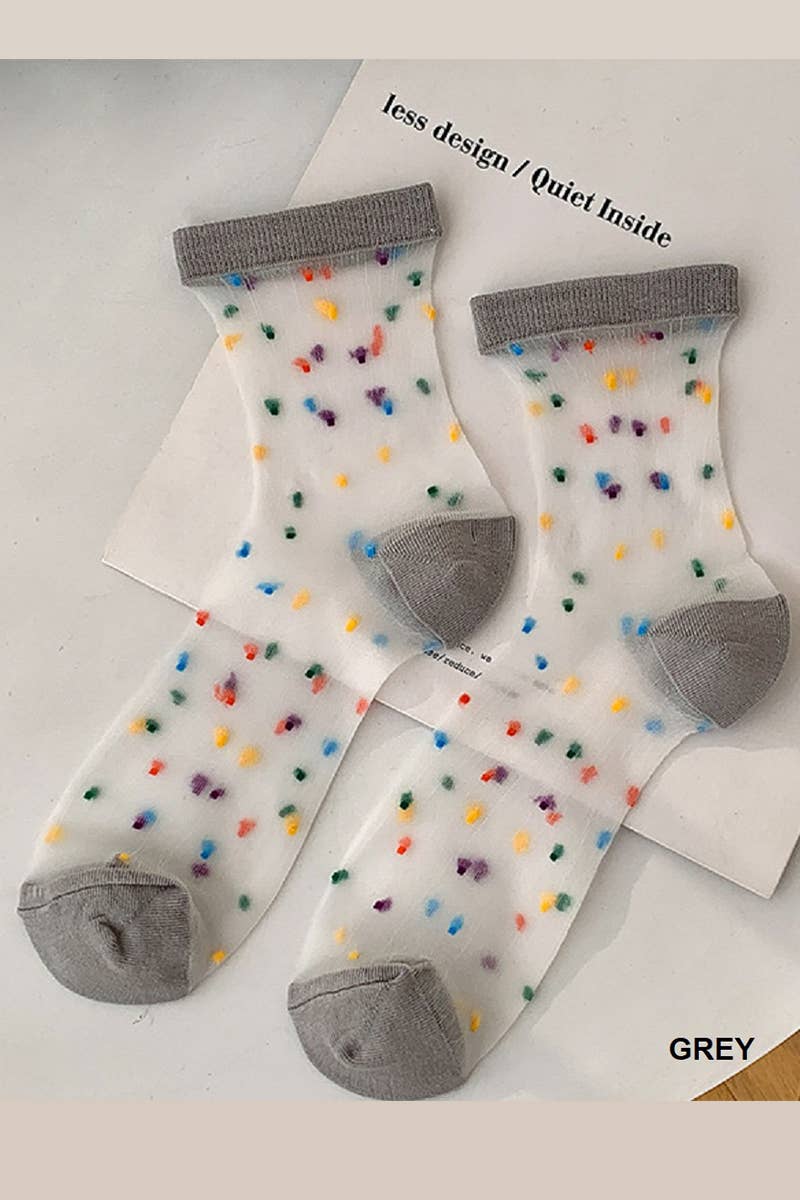 Socks   |    White Polka Dot Crystal