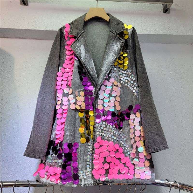 TAO   |    PS Hand-Painted Sequined Denim Blazer
