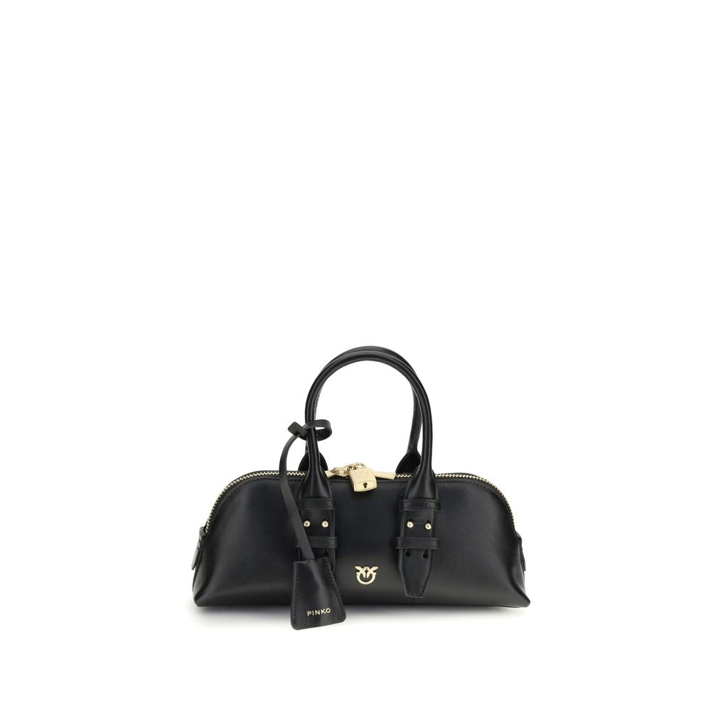PINKO Black Calf Leather Bos Taurus Handbag