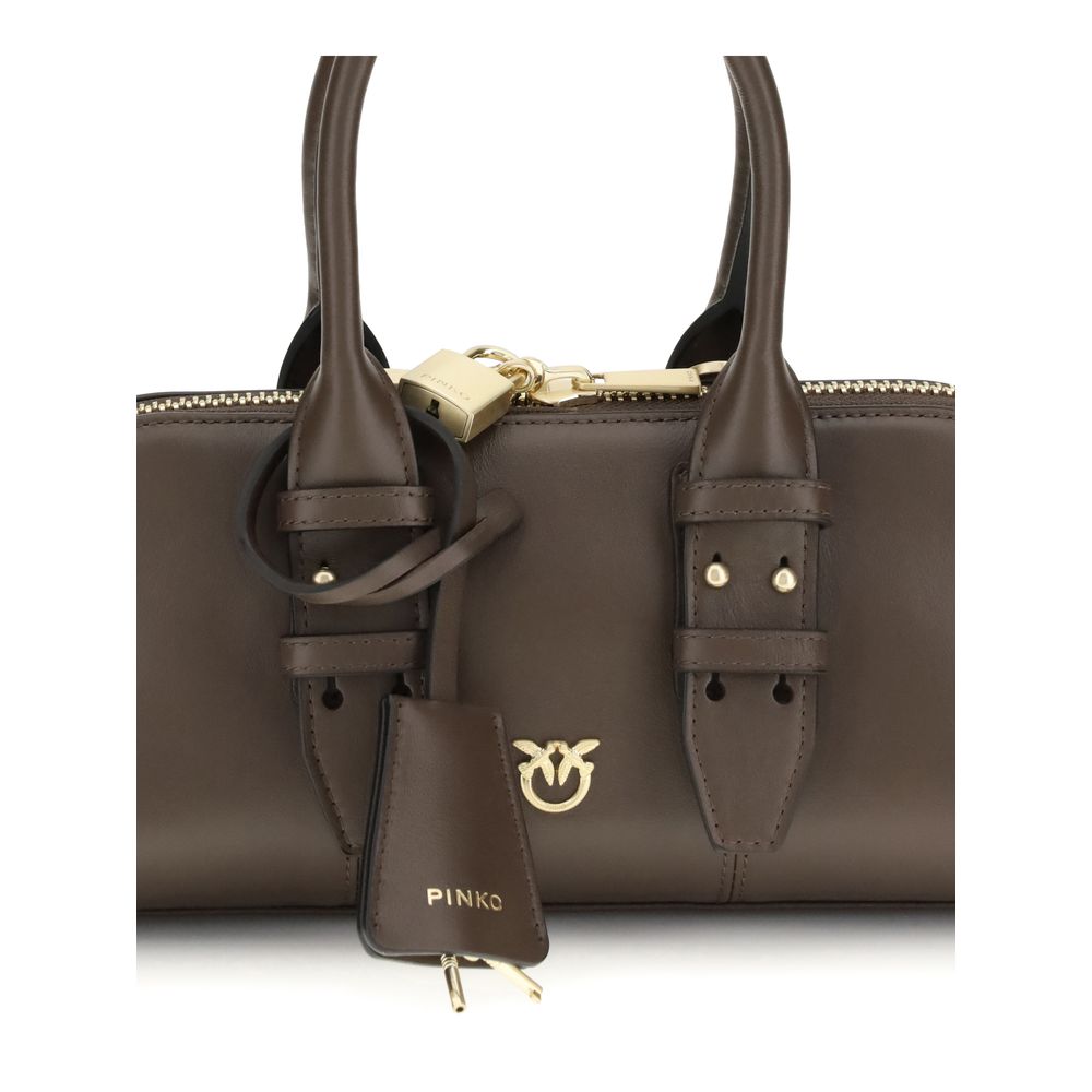 PINKO Brown Calf Leather Bos Taurus Handbag
