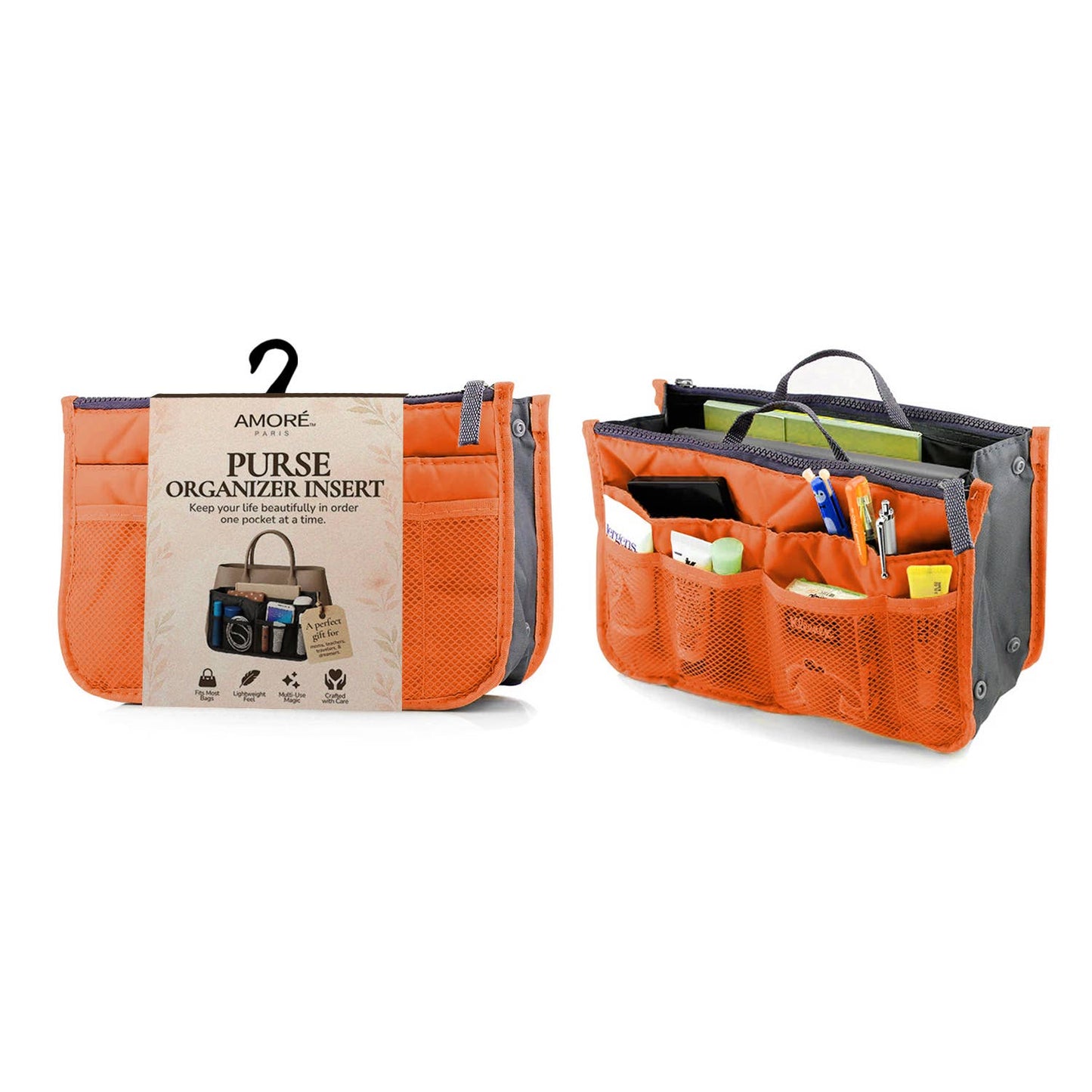 Travel Tote Handbag/Purse Insert Cosmetic Organizer: Black