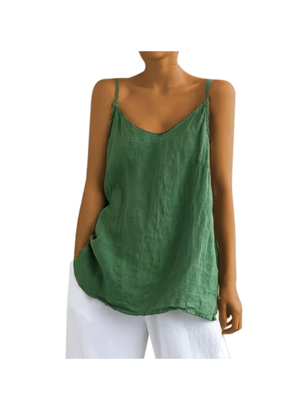 Green Linen Tank Top