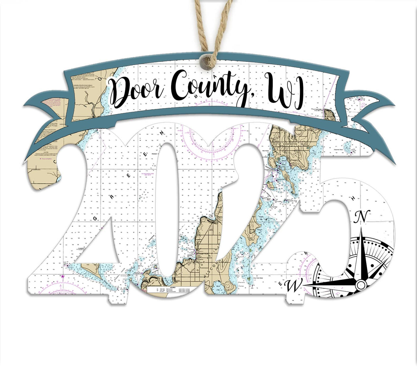 Wood 2025/Year Shaped Ornament with Map -Custom Location!